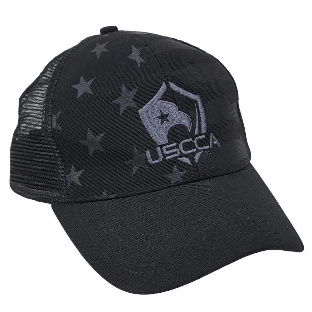 USCCA Trucker Hat Snapback Black American Flag Tactical Mesh Cap Adjustable‎ 2A